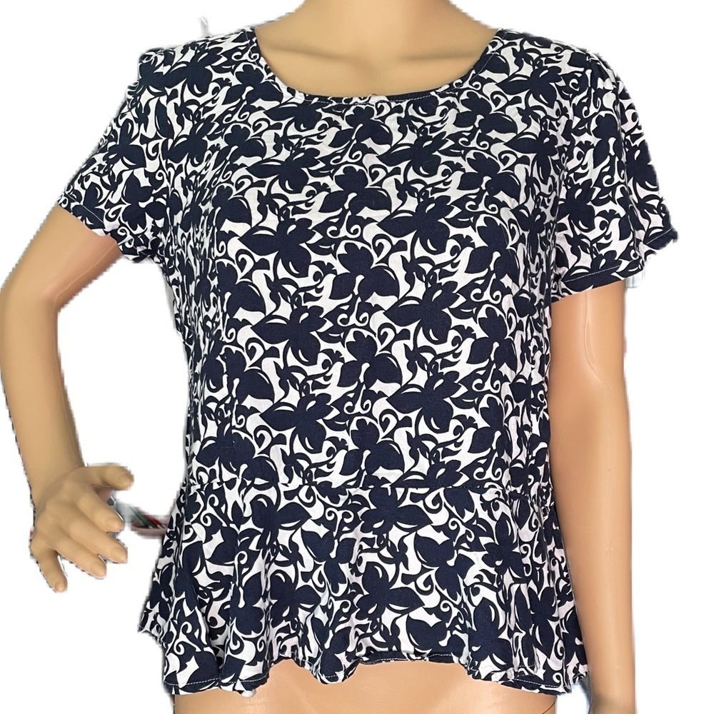 Violet & Claire Peplum Short Sleeves Blouse Sz L